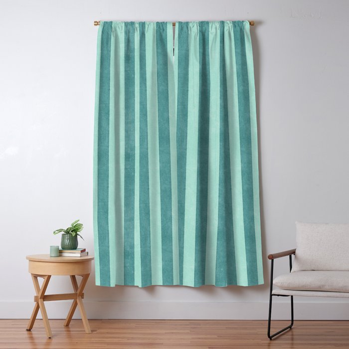 STRIPES - 004 - teal Window Curtain