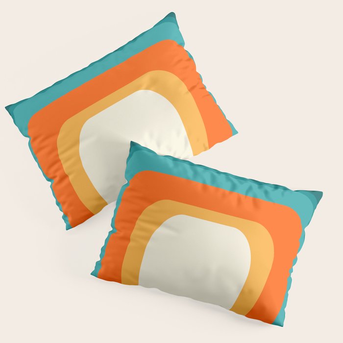 Mid-Century Modern Rainbow Teal Yellow Orange Pillow Sham Gallery Image 3