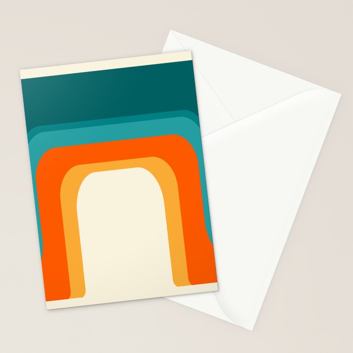 Mid-Century Modern Rainbow Teal Yellow Orange Stationery Card Gallery Image 2