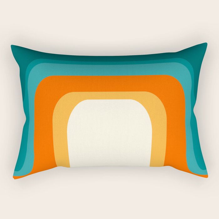Mid-Century Modern Rainbow Teal Yellow Orange Rectangular Pillow Gallery Image 2