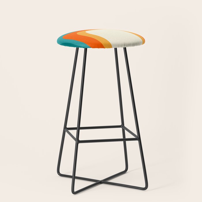 Mid-Century Modern Rainbow Teal Yellow Orange Stool Gallery Image 1