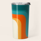 Mid-Century Modern Rainbow Teal Yellow Orange Travel Mug Gallery Image 2
