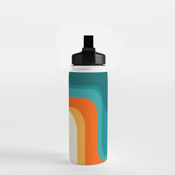 Mid-Century Modern Rainbow Teal Yellow Orange Water Bottle Gallery Image 2