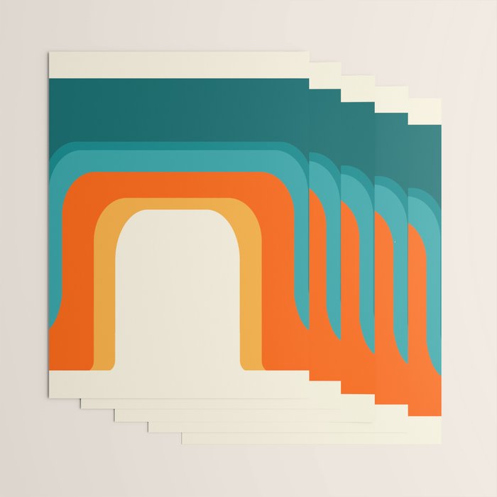 Mid-Century Modern Rainbow Teal Yellow Orange Wrapping Paper Gallery Image 3