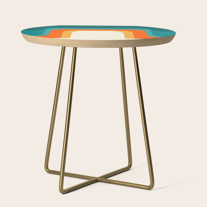 Mid-Century Modern Rainbow Teal Yellow Orange Side Table Gallery Image 1