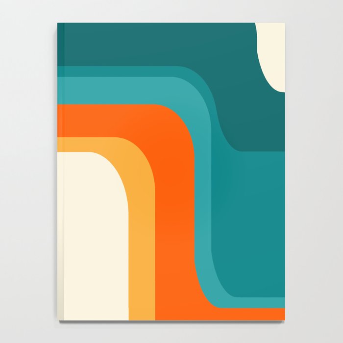 Mid-Century Modern Rainbow Teal Yellow Orange Notebook Gallery Image 4