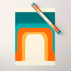 Mid-Century Modern Rainbow Teal Yellow Orange Wrapping Paper Gallery Image 1