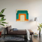 Mid-Century Modern Rainbow Teal Yellow Orange Wood Wall Art Gallery Image 2