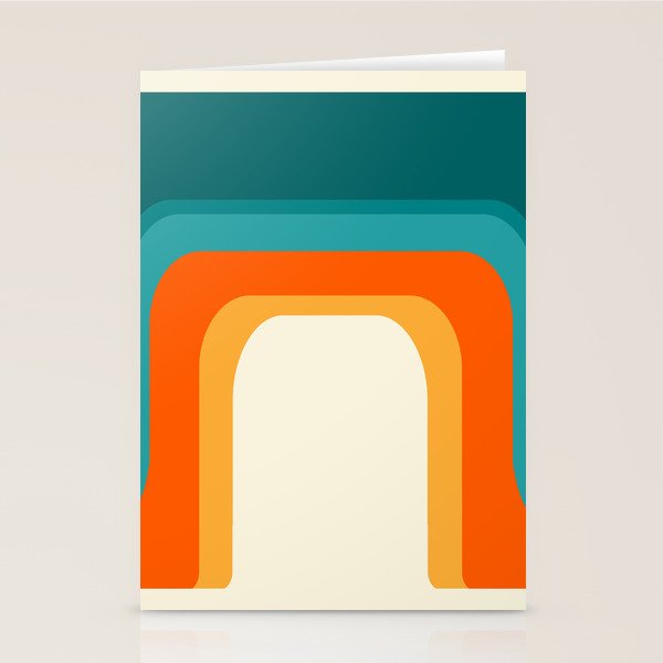 Mid-Century Modern Rainbow Teal Yellow Orange Stationery Card Gallery Image 2