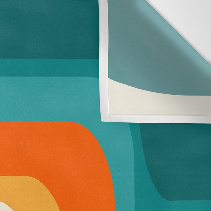 Mid-Century Modern Rainbow Teal Yellow Orange Wall Tapestry Gallery Image 3