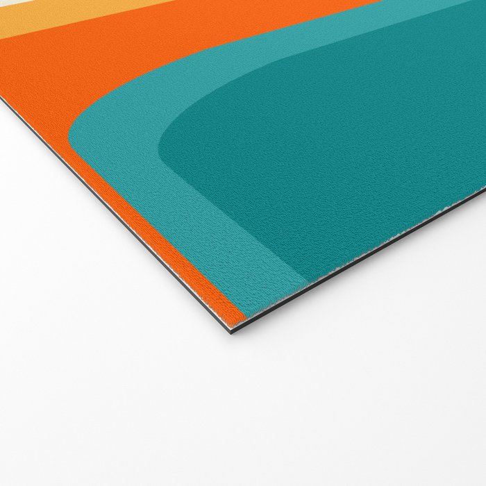 Mid-Century Modern Rainbow Teal Yellow Orange Welcome Mat Gallery Image 2