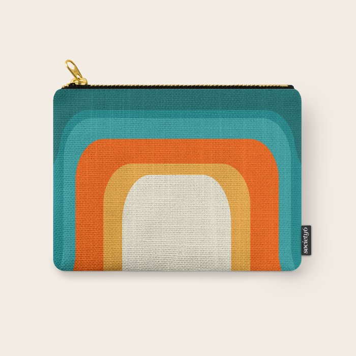 Mid-Century Modern Rainbow Teal Yellow Orange Carry All Pouch Gallery Image 1