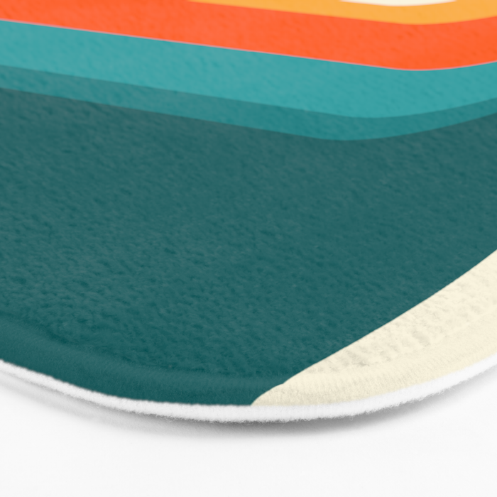 Mid-Century Modern Rainbow Teal Yellow Orange Bath Mat Gallery Image 3