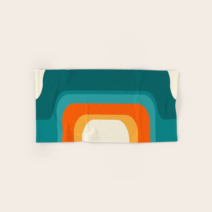 Mid-Century Modern Rainbow Teal Yellow Orange Bath Towel Gallery Image 1