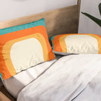 Mid-Century Modern Rainbow Teal Yellow Orange Pillow Sham Gallery Image 2