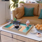 Mid-Century Modern Rainbow Teal Yellow Orange Serving Tray Gallery Image 2