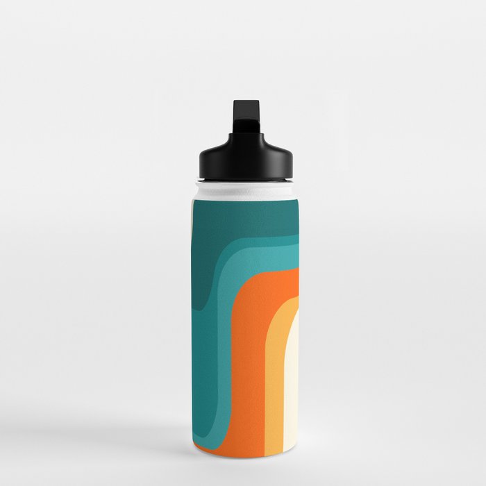 Mid-Century Modern Rainbow Teal Yellow Orange Water Bottle Gallery Image 3