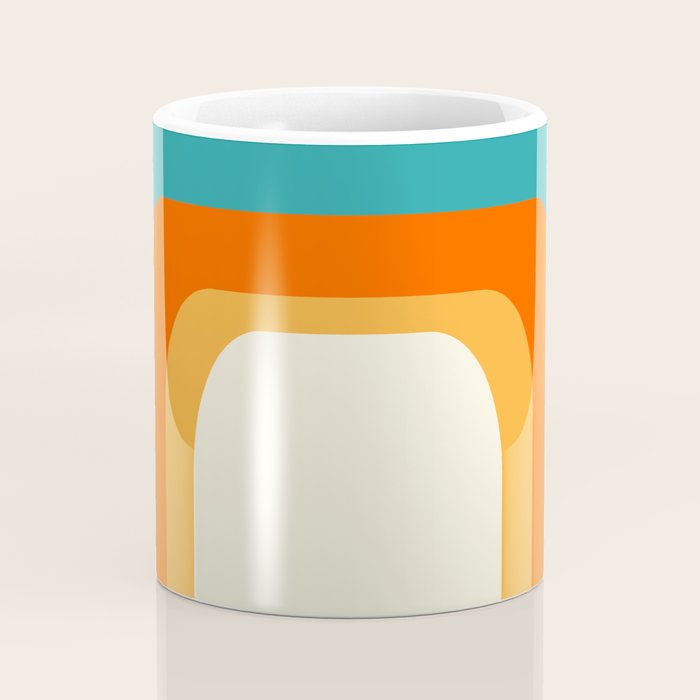Mid-Century Modern Rainbow Teal Yellow Orange Coffee Mug Gallery Image 4