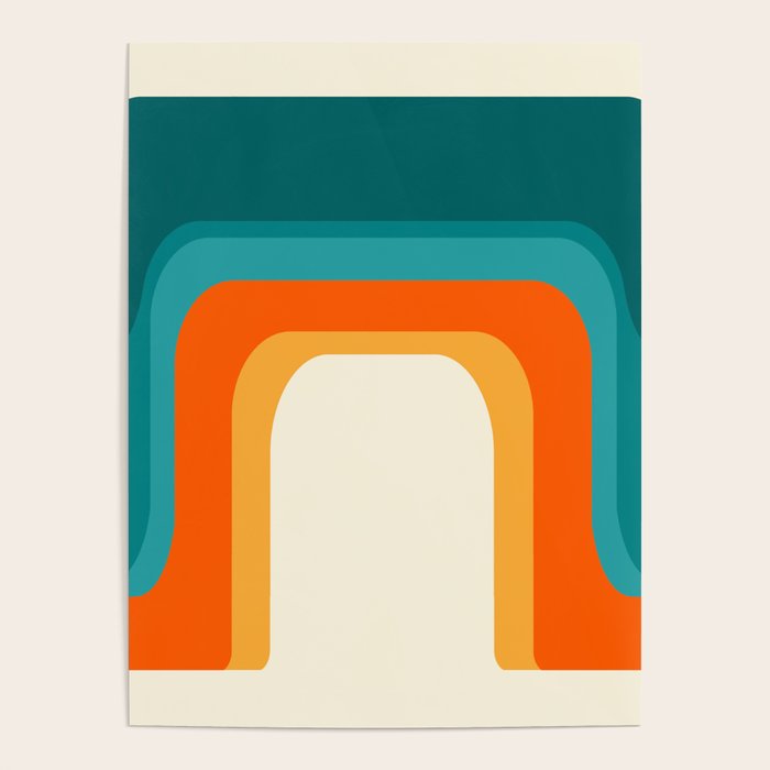 Mid-Century Modern Rainbow Teal Yellow Orange Poster Gallery Image 4