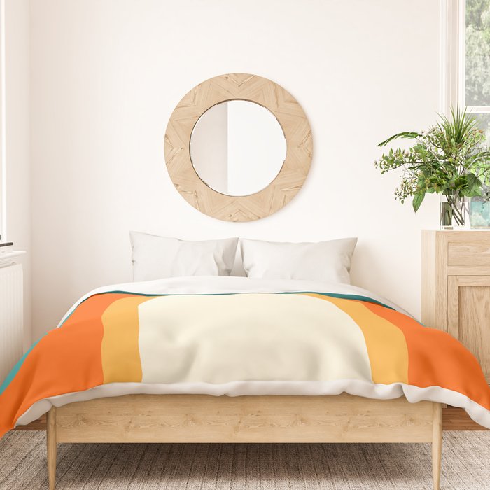 Mid-Century Modern Rainbow Teal Yellow Orange Duvet Cover Gallery Image 3