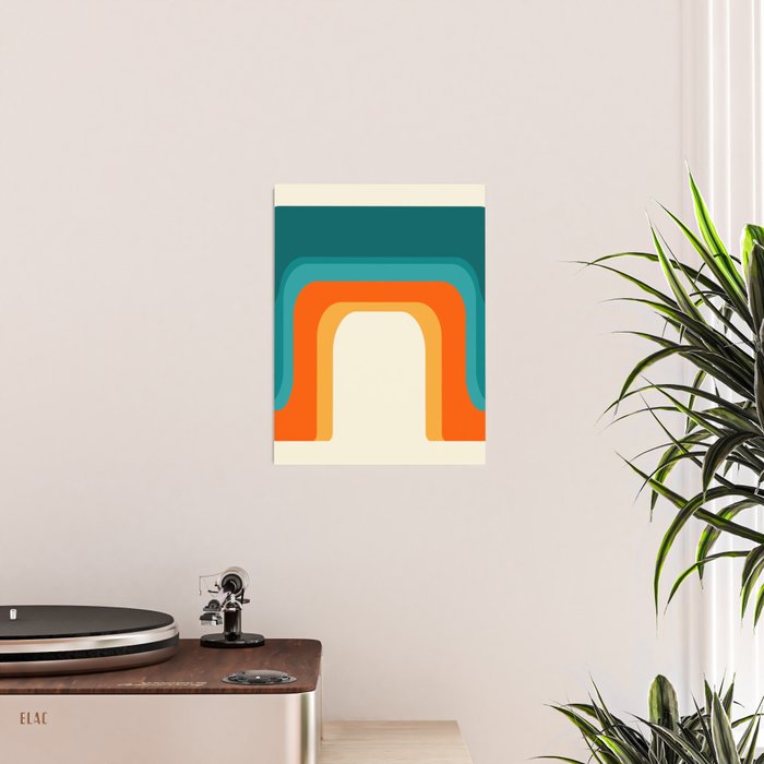 Mid-Century Modern Rainbow Teal Yellow Orange Poster Gallery Image 2