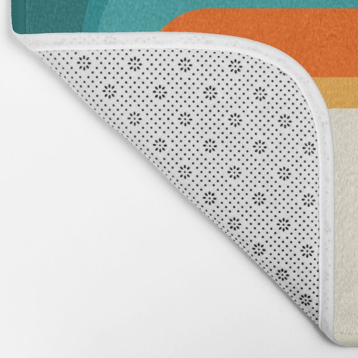 Mid-Century Modern Rainbow Teal Yellow Orange Bath Mat Gallery Image 2