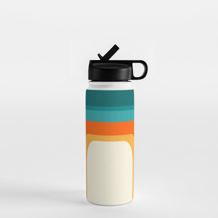 Mid-Century Modern Rainbow Teal Yellow Orange Water Bottle Gallery Image 1