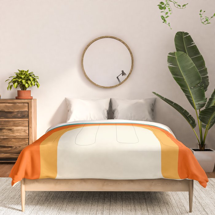 Mid-Century Modern Rainbow Teal Yellow Orange Comforter Gallery Image 3
