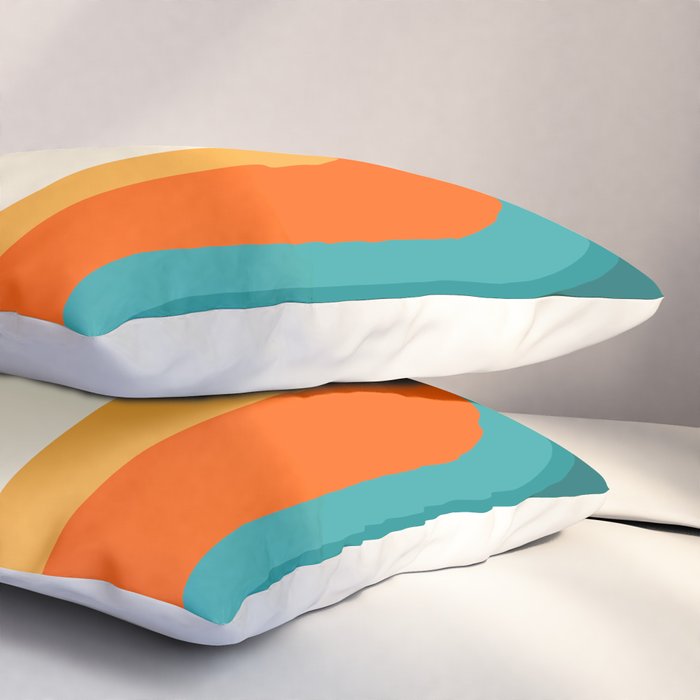 Mid-Century Modern Rainbow Teal Yellow Orange Pillow Sham Gallery Image 3