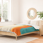 Mid-Century Modern Rainbow Teal Yellow Orange Duvet Cover Gallery Image 2