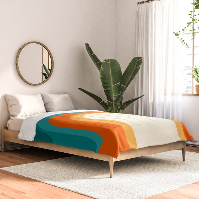 Mid-Century Modern Rainbow Teal Yellow Orange Comforter Gallery Image 2
