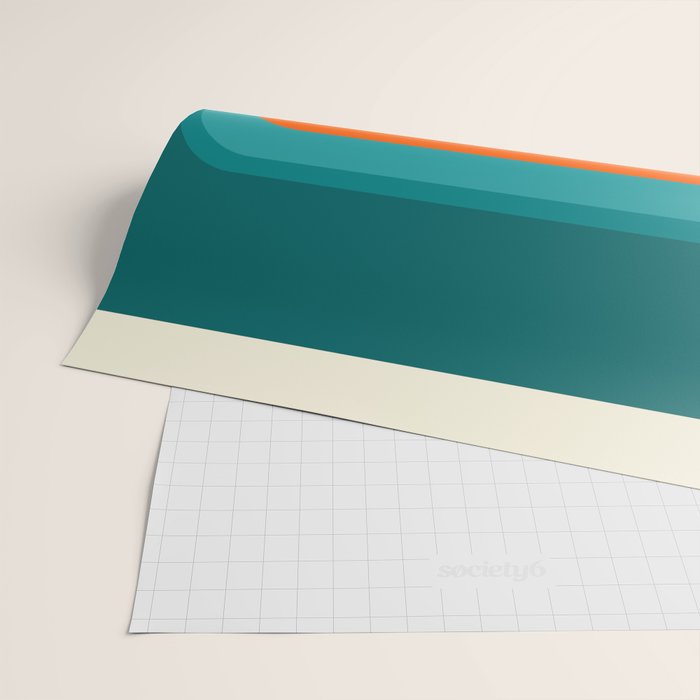 Mid-Century Modern Rainbow Teal Yellow Orange Wrapping Paper Gallery Image 2