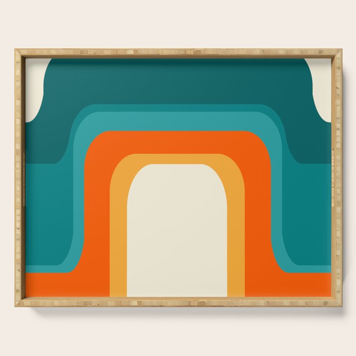 Mid-Century Modern Rainbow Teal Yellow Orange Serving Tray Gallery Image 1