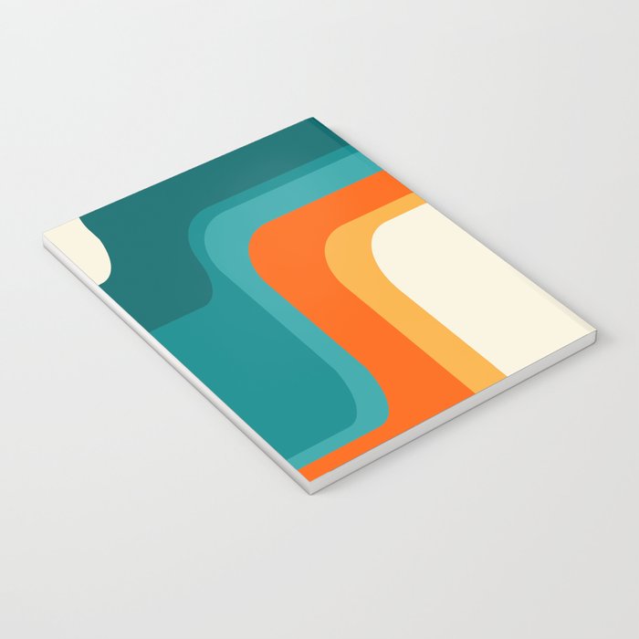 Mid-Century Modern Rainbow Teal Yellow Orange Notebook Gallery Image 3