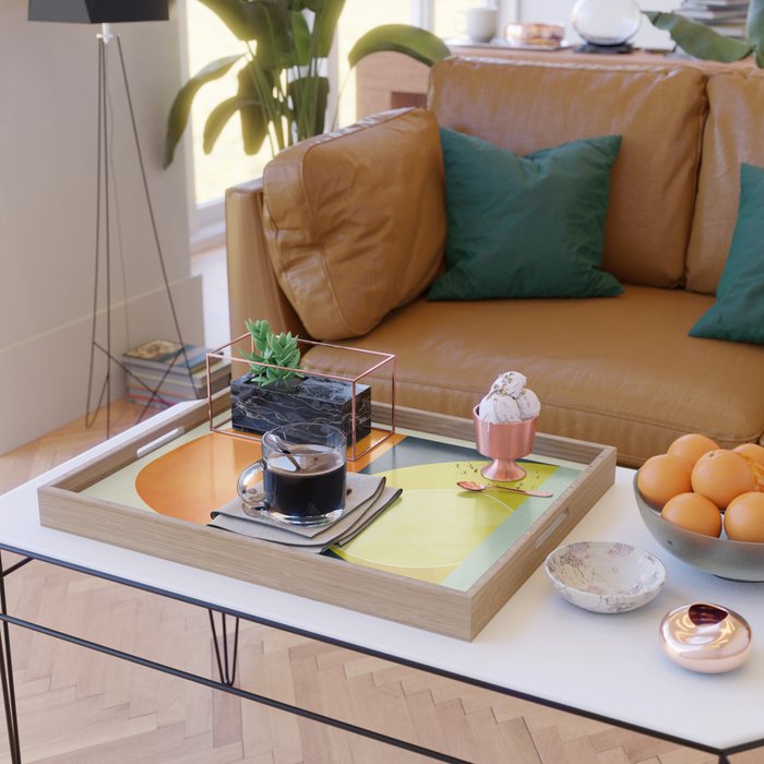 sun & moon abstract geometric shapes Serving Tray Gallery Image 2