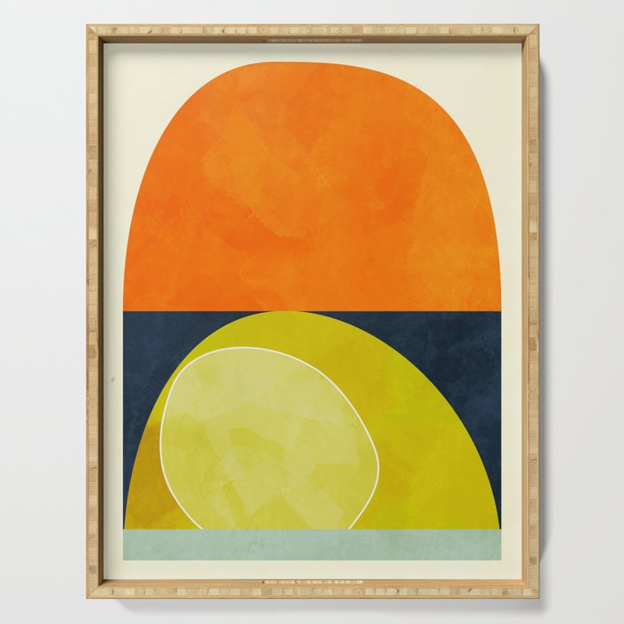 sun & moon abstract geometric shapes Serving Tray Gallery Image 1
