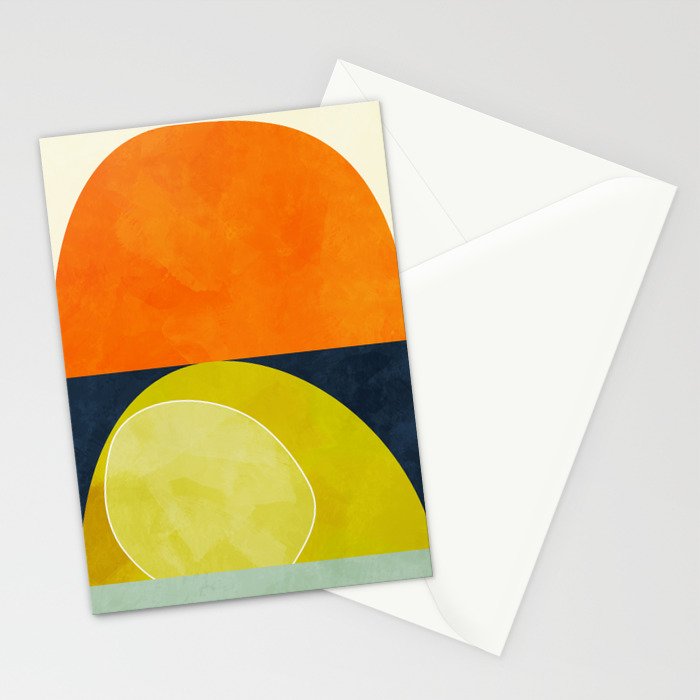 sun & moon abstract geometric shapes Stationery Card Gallery Image 2
