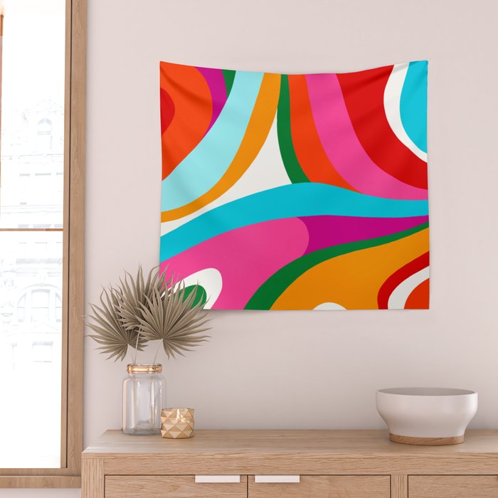 Colorful Mid Century Abstract 2 Wall Tapestry Gallery Image 2