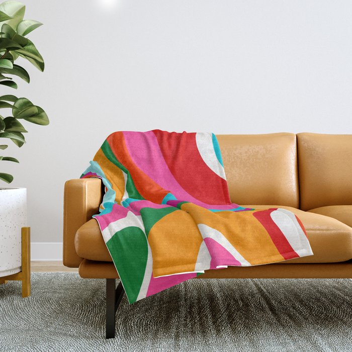 Colorful Mid Century Abstract 2 Throw Blanket Gallery Image 1