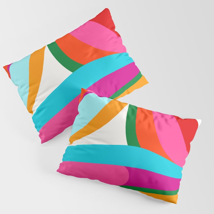 Colorful Mid Century Abstract 2 Pillow Sham Gallery Image 1