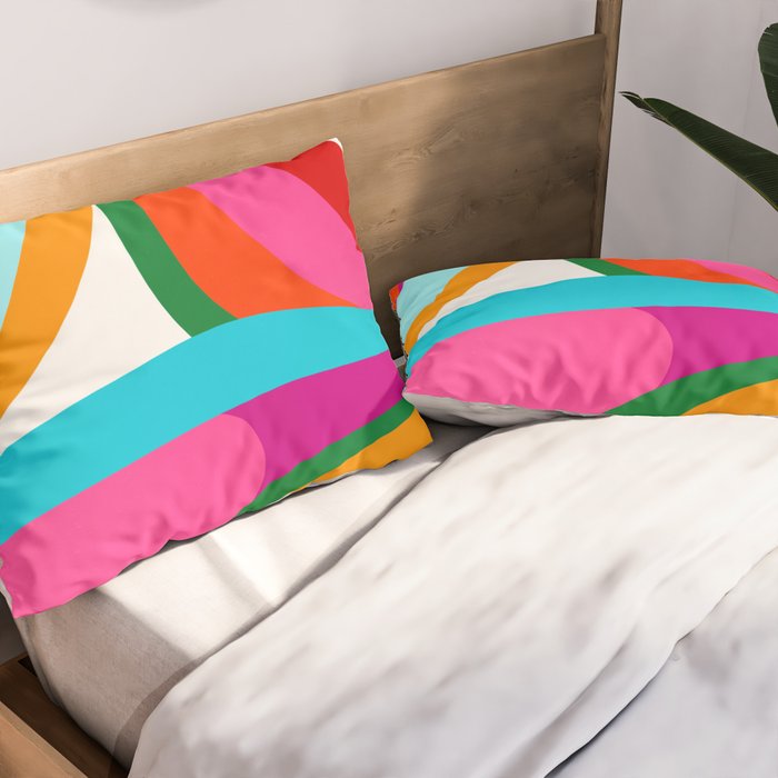 Colorful Mid Century Abstract 2 Pillow Sham Gallery Image 2