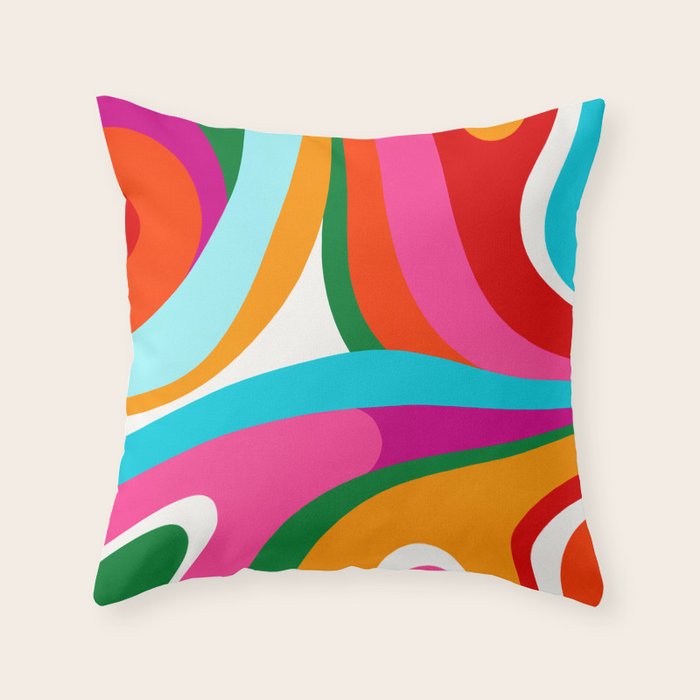 Colorful Mid Century Abstract 2 Throw Pillow Gallery Image 6
