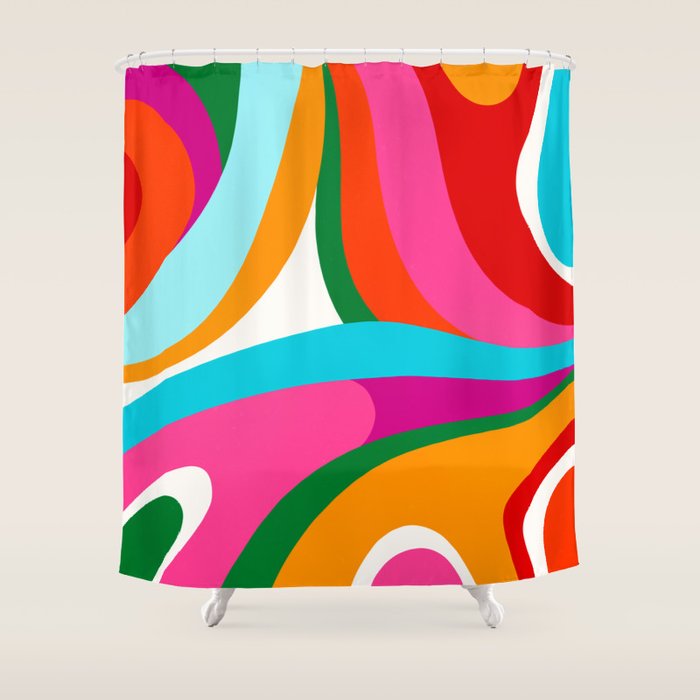Colorful Mid Century Abstract 2 Shower Curtain Gallery Image 1