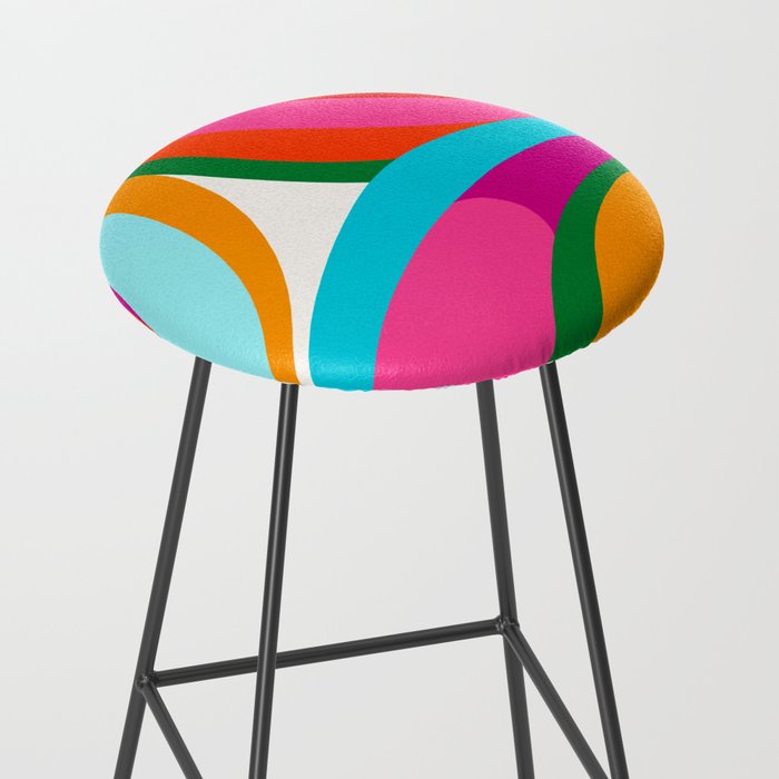 Colorful Mid Century Abstract 2 Stool Gallery Image 2