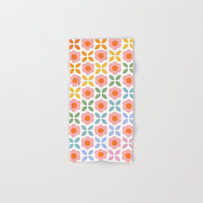 Retro Flower Pattern - rainbow Bath Towel Gallery Image 1