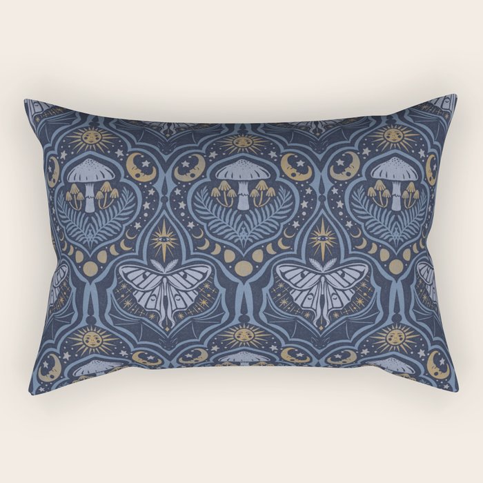 Celestial Forest Damask - celestial blue Rectangular Pillow Gallery Image 2