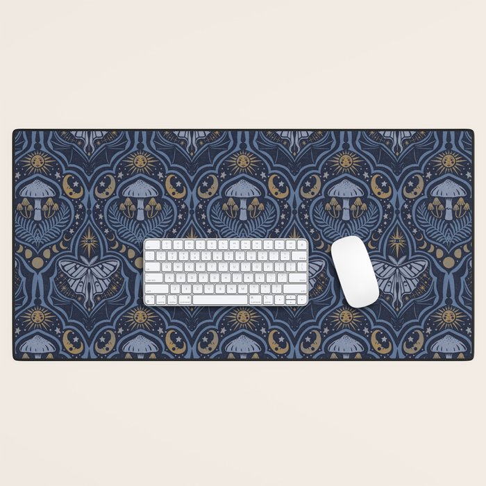 Celestial Forest Damask - celestial blue Desk Mat Gallery Image 1
