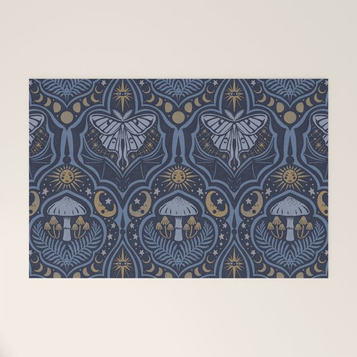 Celestial Forest Damask - celestial blue Welcome Mat Gallery Image 1