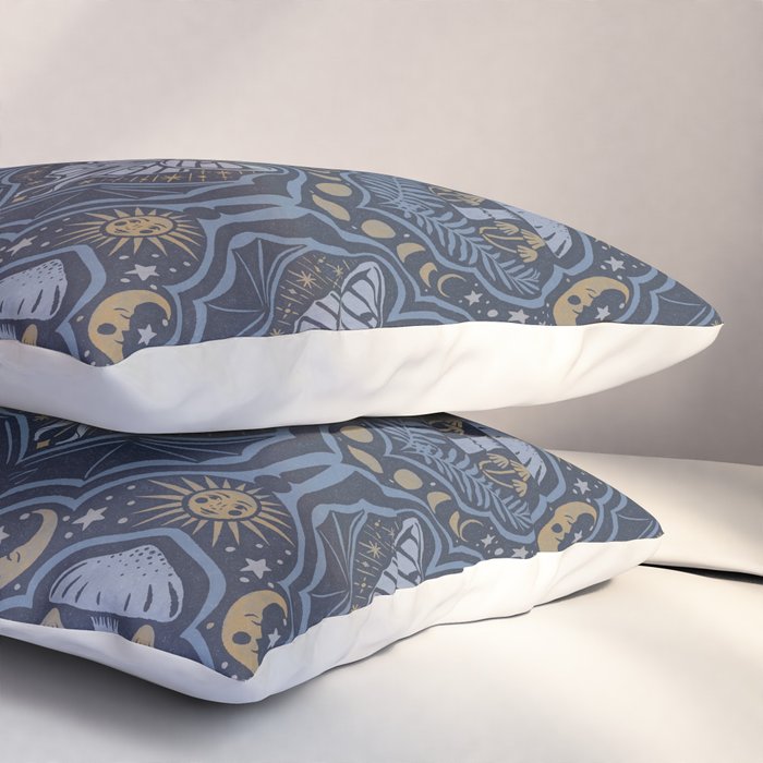 Celestial Forest Damask - celestial blue Pillow Sham Gallery Image 3