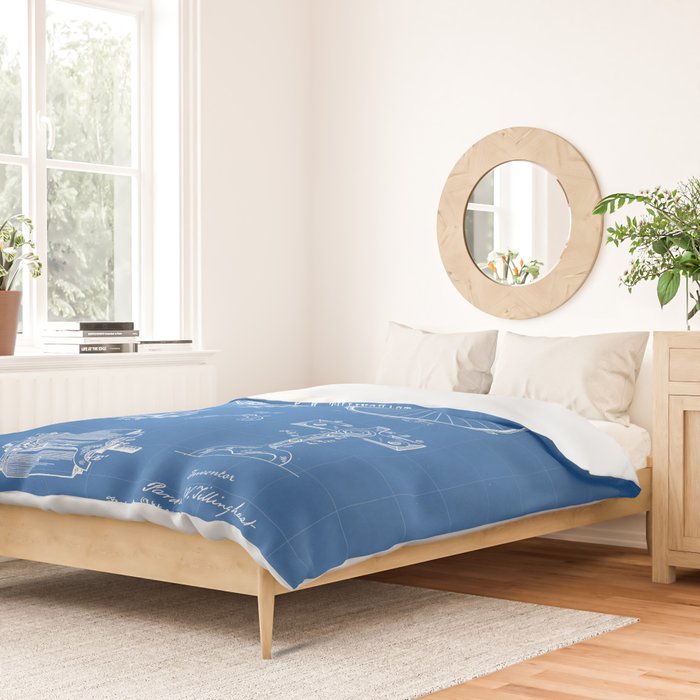 Bicycle Patent - Cyclling Art - Blueprint Duvet Cover Gallery Image 2
